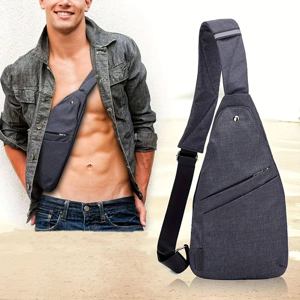 Back. Acteck - Large Crossbody Fanny Pack for Women Men Belt Bag for Travel Running Hiking Waist Pack Bag - Navy.