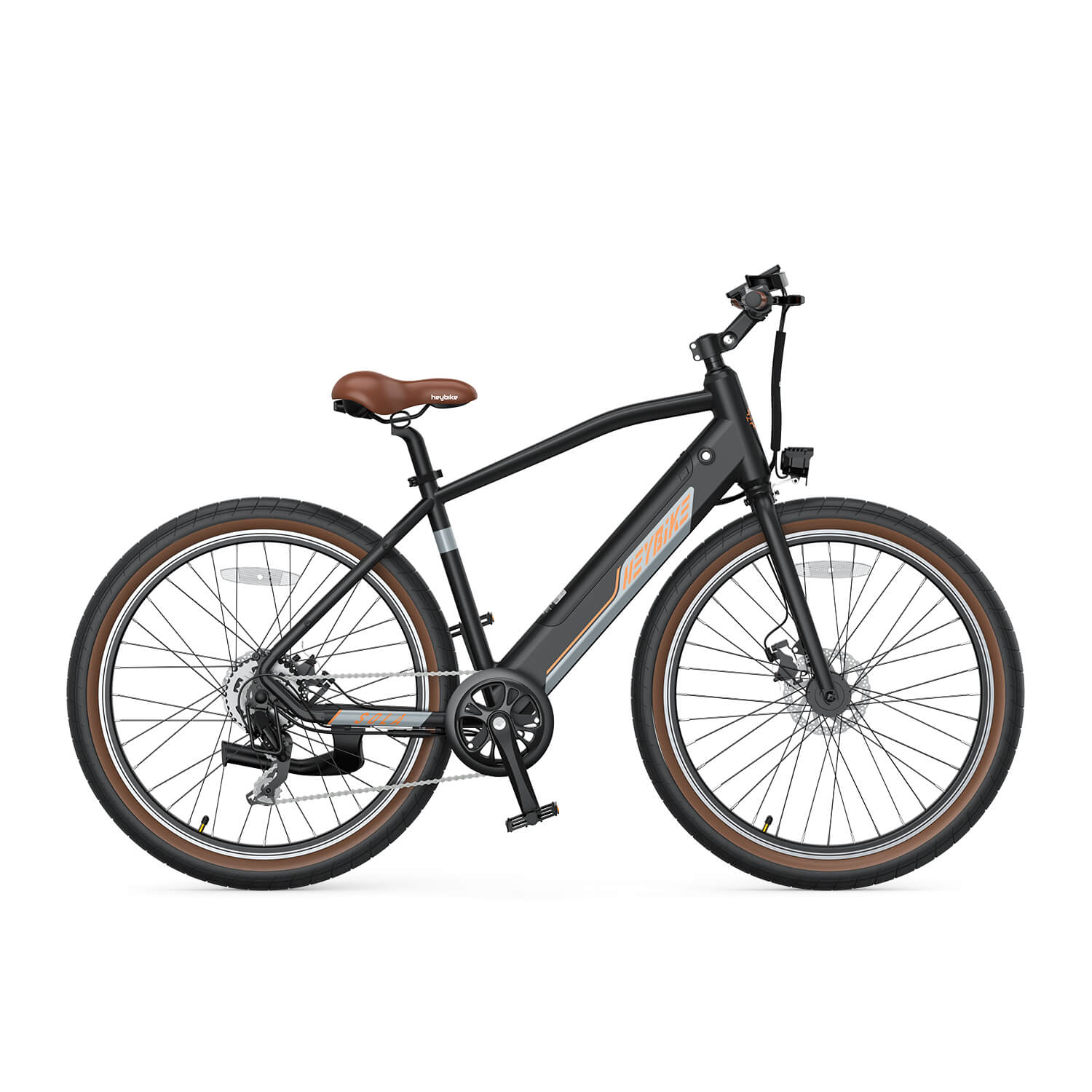 Front. Heybike - Sola Ebike w/ 45mi Max Operating Range & 25 mph Max Speed - Black.