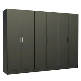Madesa - 6 Doors Wardrobe with Ample Shelves and Hanging Space 94"L - Black