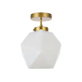 Living District - Lawrence 1 light glass flush mount - Brass And White