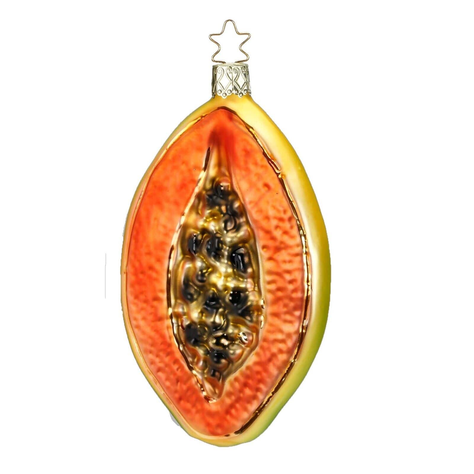 Inge Glas - Papaya German Glass Christmas Tree Ornament Vegetable FREE BOX - Orange