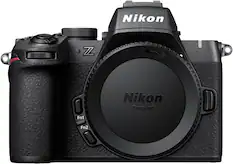 Nikon Z mount camera with a black lens.