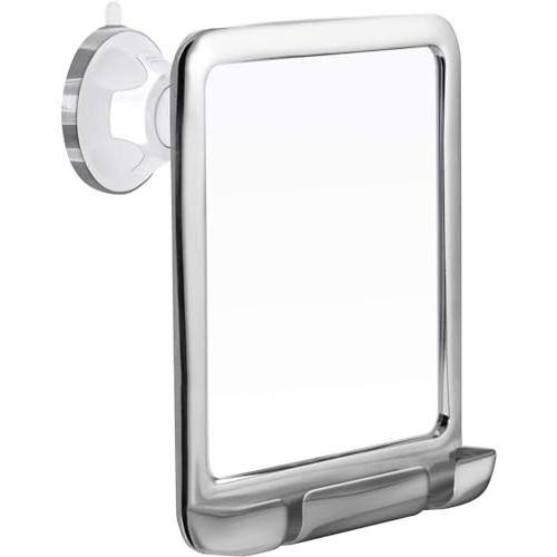 Front. Cedar Assembly - Fogless Shower Mirror For Shaving With Upgraded Suction  Dual Anti Fog Design Shatterproof Surface & 360° Swivel 8" X 7" - Chrome.