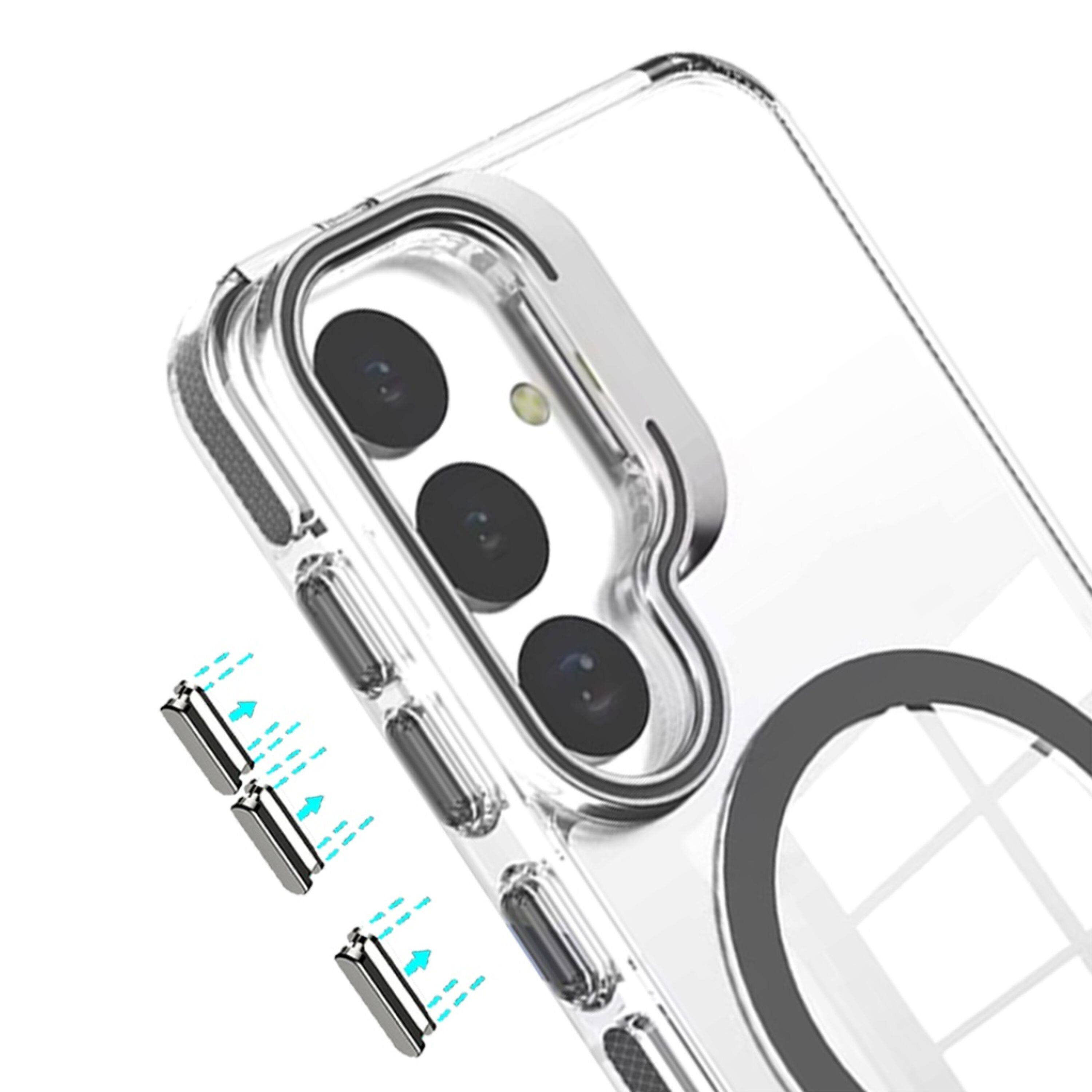 Left. Kitcheniva - Magnetic Circle Camera Stand Phone Case With Tempered Glass For Samsung Galaxy S26 - Black.