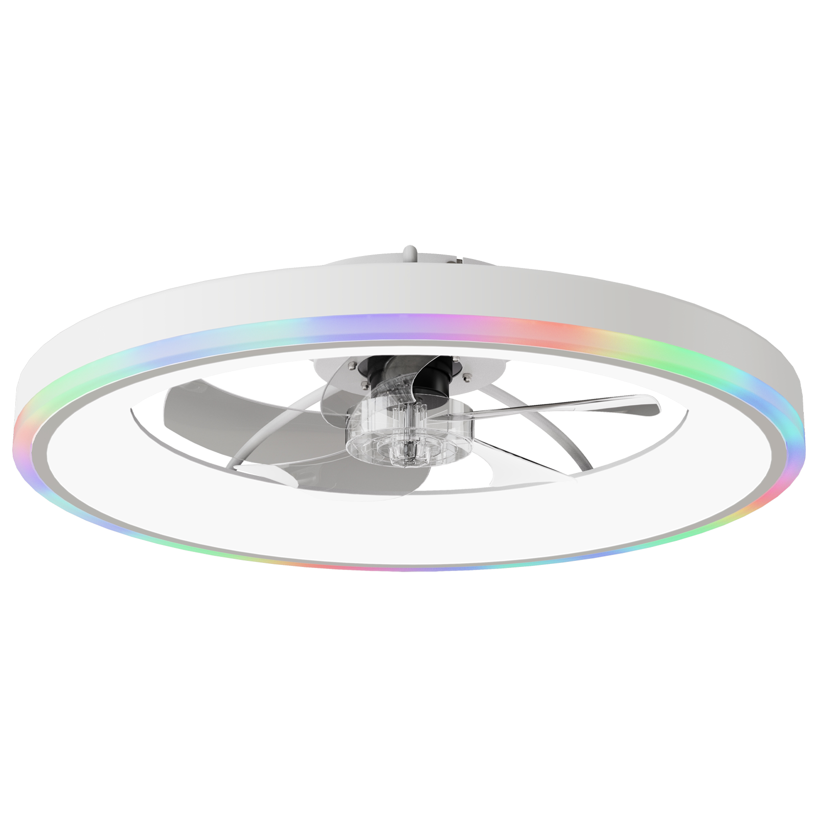 Alt View 6. Loheer - Loheer Ceiling Fan with Lights, 23.6 Inch Low Profile RGB Flush Mount, Remote APP Control, Quiet DC Motor, White.