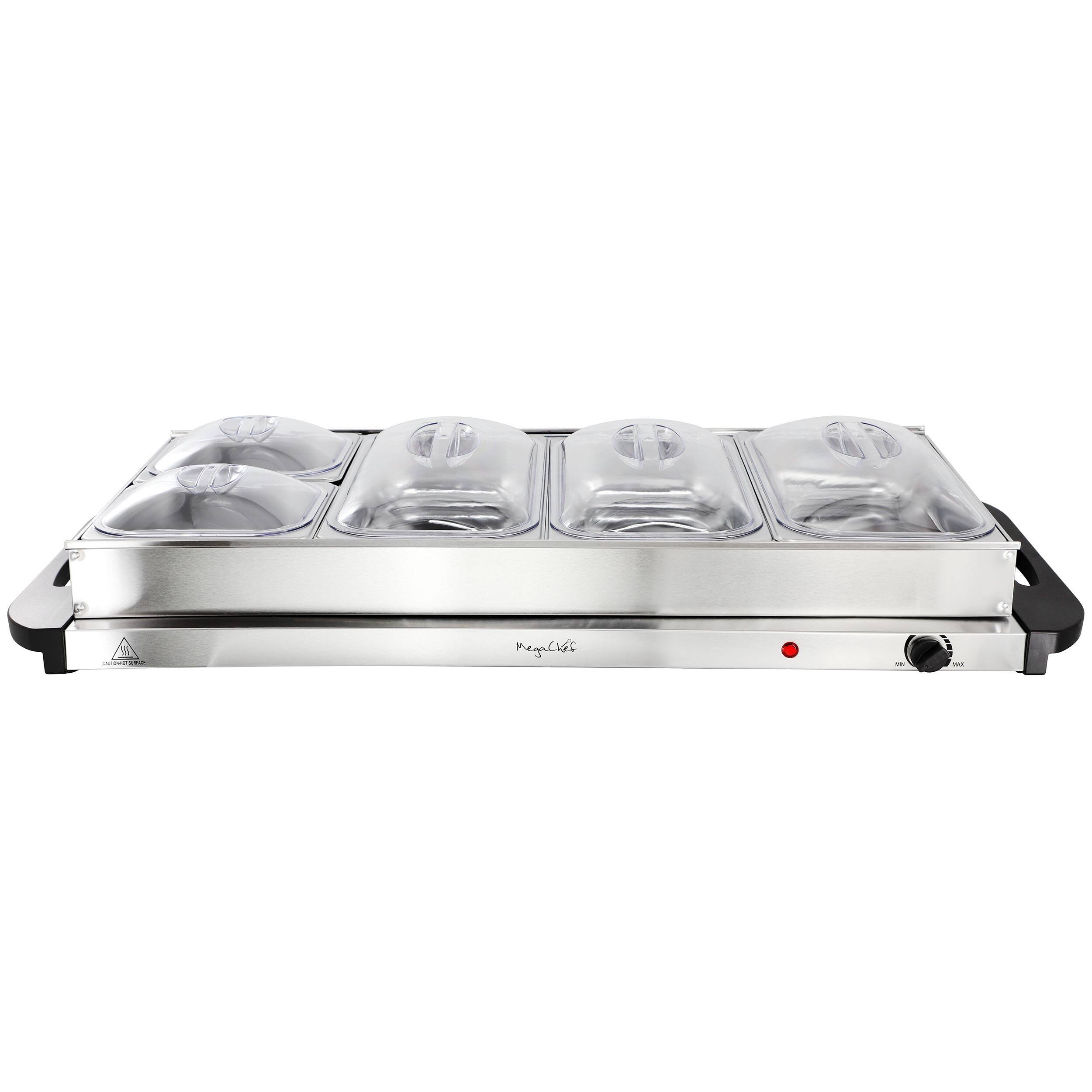 Alt View 1. MegaChef - MegaChef Buffet Server & Food Warmer With 5 Removable Sectional Trays , Heated Warming Tray and Removable Tray Frame - Silver.
