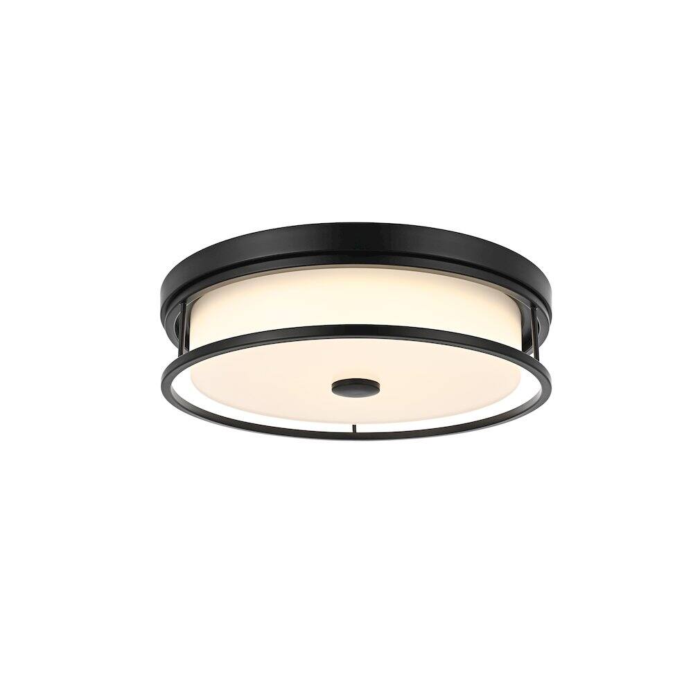 Back. Living District - Kolson 16 Inch Led Flush Mount Ceiling Light In Black - Black.