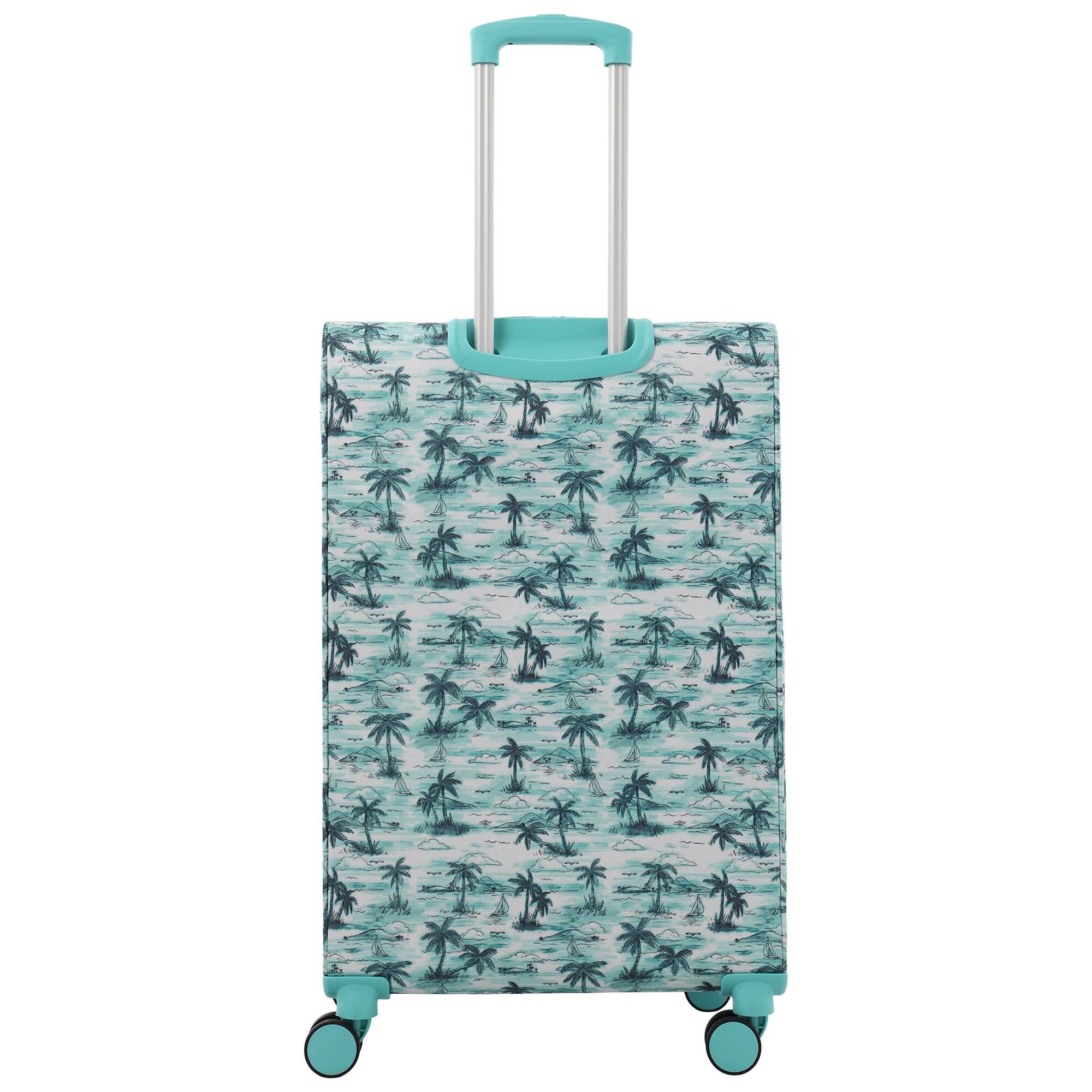 Back. Tommy Bahama - Palm Print 30" Expandable Softside Spinner - Aqua.