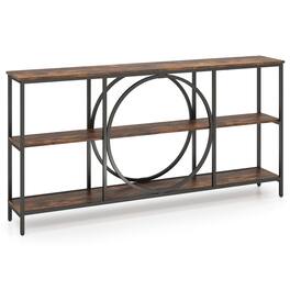 Gymax - 3-Tier Console Table w/ Faux Marble Top Storage Shelves for Hallway Living Room Rustic - Brown