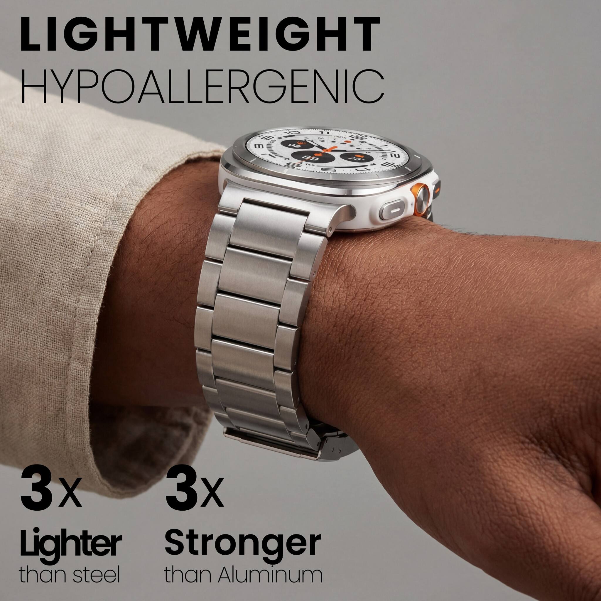 LIGHTWEIGHT  
HYPOALLERGENIC  

3x Lighter than steel  
3x Stronger than aluminum
