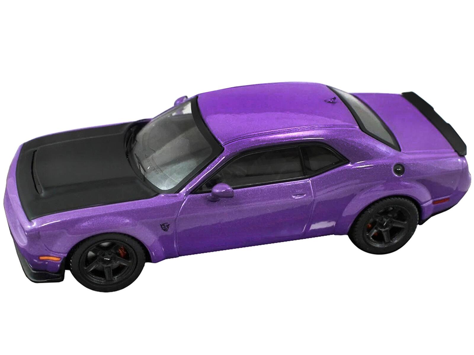 Alt View 1. IXO - 2018 Dodge Challenger SRT Demon Plum Crazy Metallic with Matt Black Hood 1/43 Diecast Model Car by IXO Models.