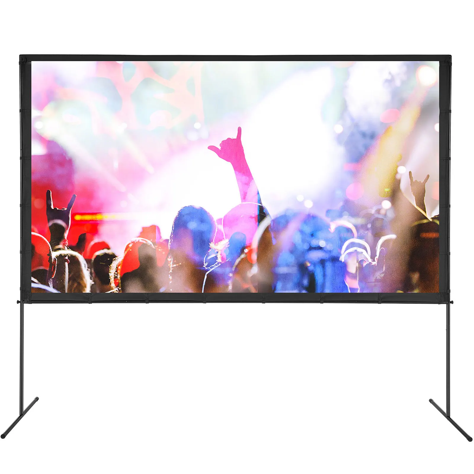 Glintex - 120 Inch Projector Screen with Stand 16:9 4K HD Wrinkle-Free Outdoor Movie Screen with Bar Feet and Carry Bag.