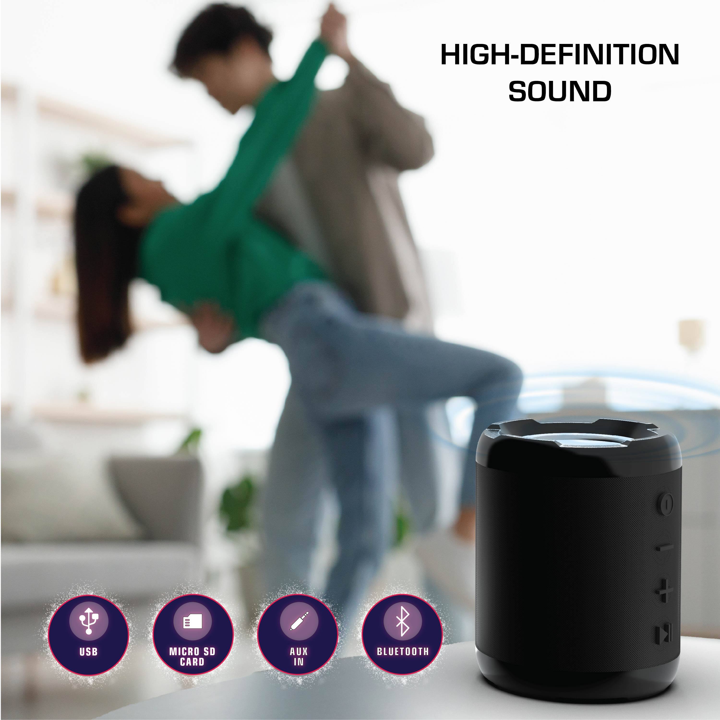 HIGH-DEFINITION SOUND  
USB MICRO SD CARD AUX IN BLUETOOTH