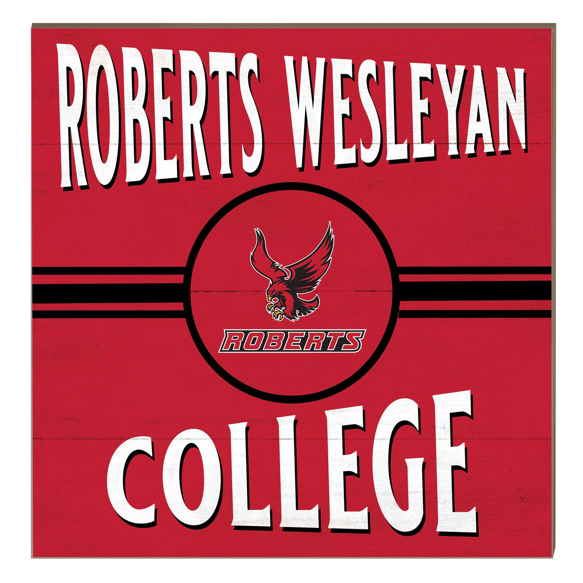 Roberts Wesleyan Redhawks 10" x 10" Retro Team Sign