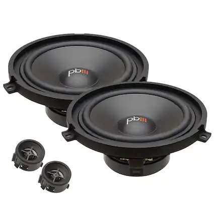 Front. Powerbass - Powerbass OE65C-CH OEM Replacement Component Speaker Jeep & Chrysler - Black/Gray.