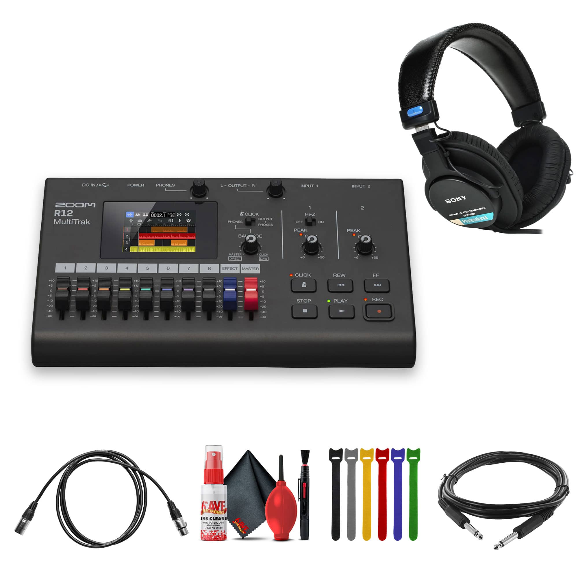 Zoom - R12 MultiTrak Portable Recorder + MDR-7506 Headphones, Bundle