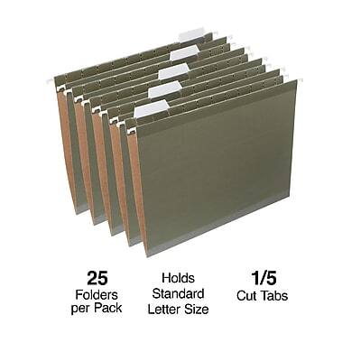 25 Folders per Pack  
Holds Standard Letter Size  
1/5 Cut Tabs