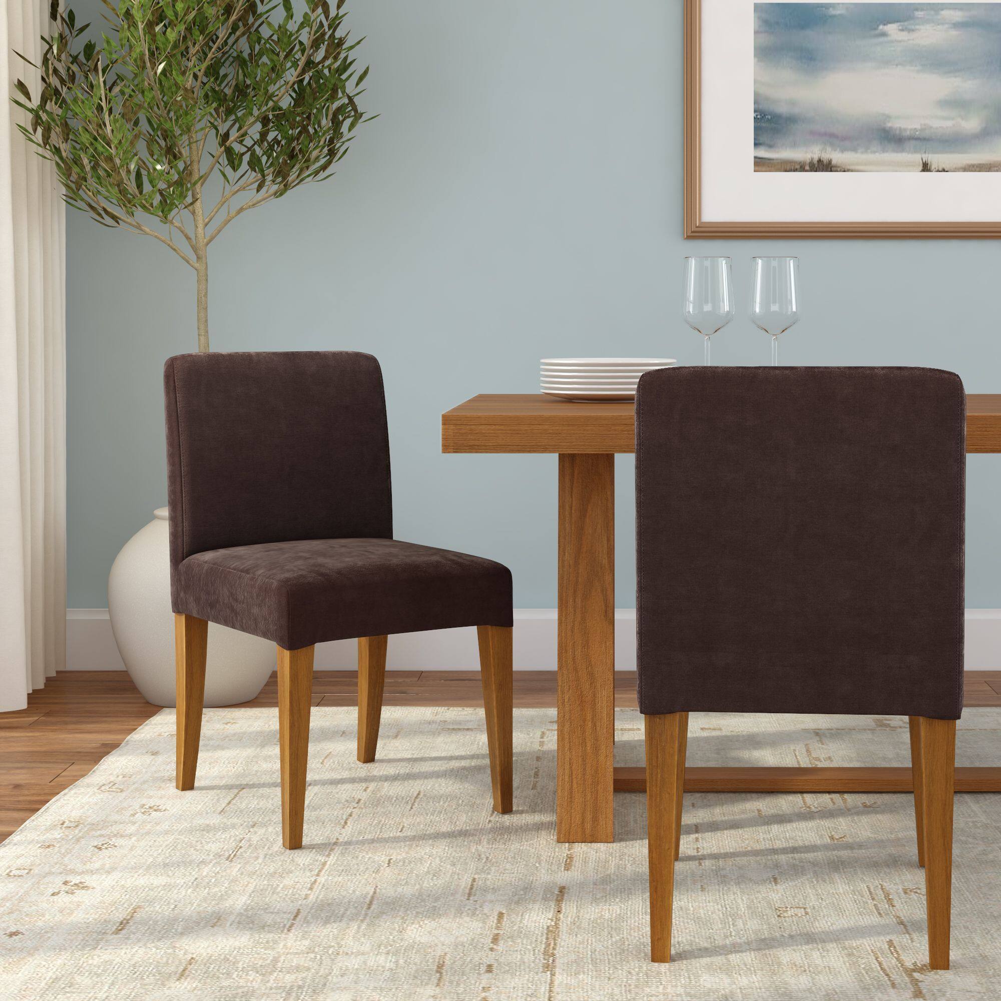Alt View 1. Plank+Beam - Chesnee Dining Chair with Short Slipcover, Chocolate MB2405-09 (2 Pack) - Chocolate.