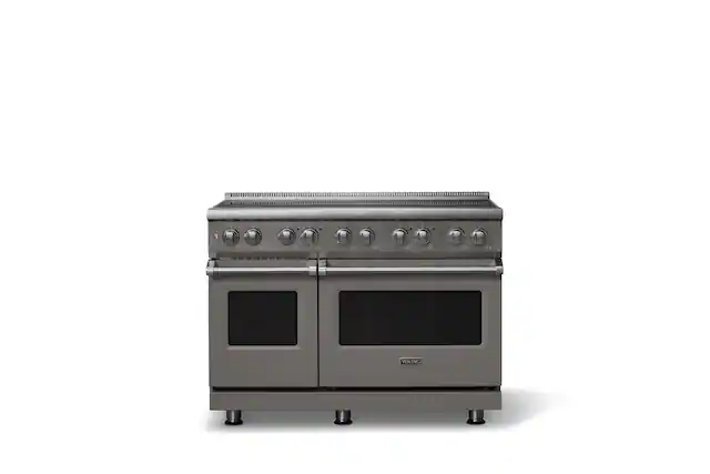Front. Viking - 48 in. Wide 6 Elements Pro 5 Series 7.3 Cu. Ft. Freestanding 6 Element Induction Convection Range - Damascus Gray - Damascus Gray.