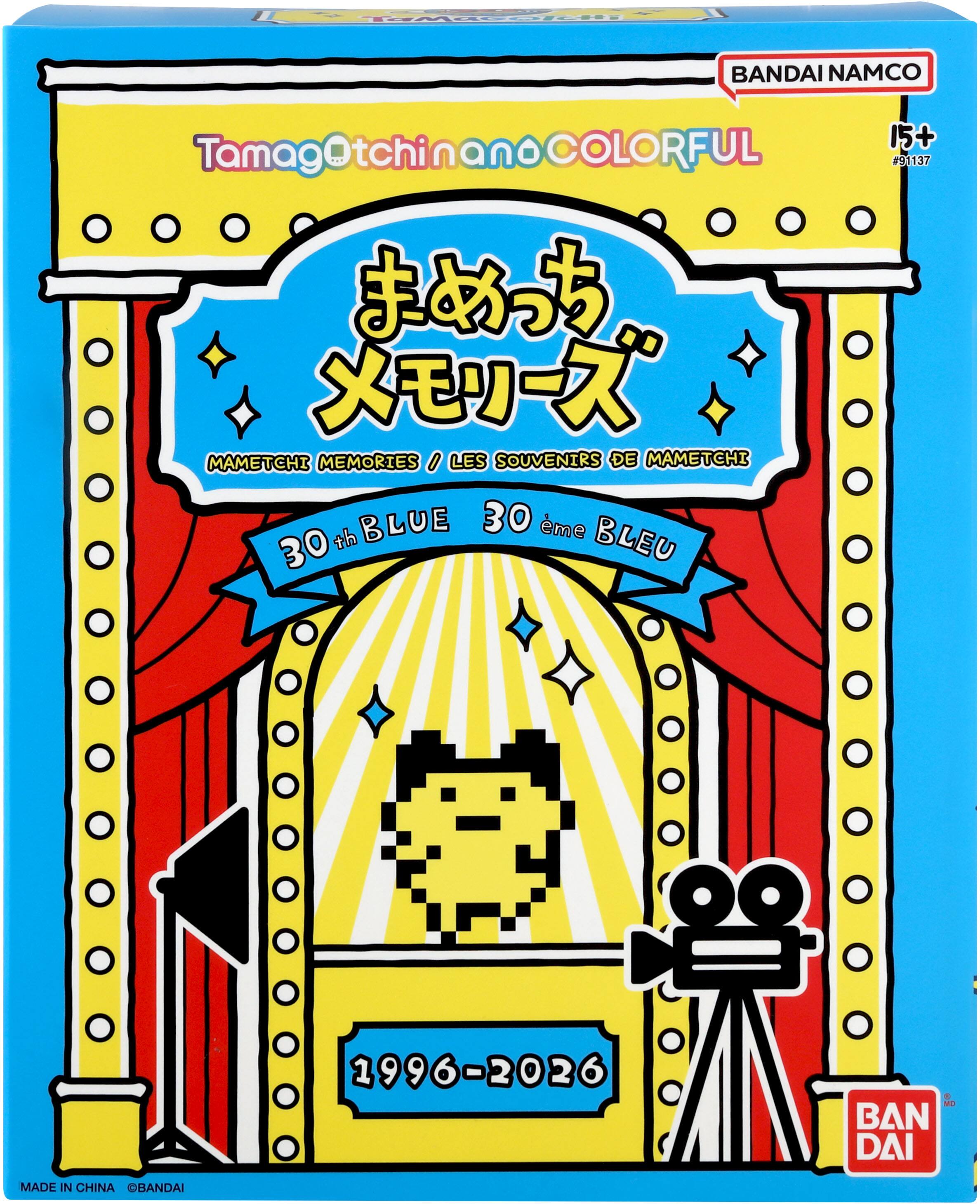 THE AMST  
BANDAI NAMCO  
15+ TamagotchinanoCOLORFUL #91137  
MAMETCHI MEMORIES / LES SOUVENIRS DE MAMETCHI BLUE 30ème BLEU  
1996-2026  
MADE IN CHINA BANDAI