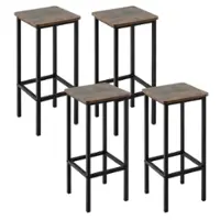 Costway - 28" Bar Stools Set of 4 Backless Dining Stools with Footrest Sturdy Metal Frame - Rustic Brown & Black - Front_Zoom