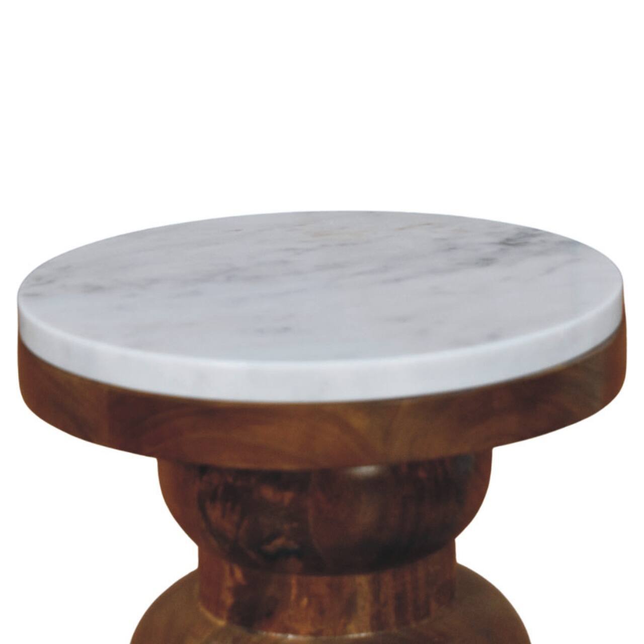 Back. Artisan Furniture - Artisan Furniture Solid Wood Marble Top Bulla Side Table - Brown.