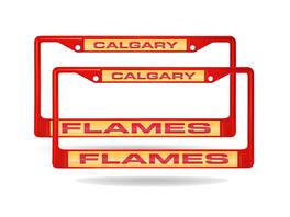 Rico Industries - Calgary Flames NHL (Set of 2) Red Painted Metal Laser Cut License Plate Frames - Multi
