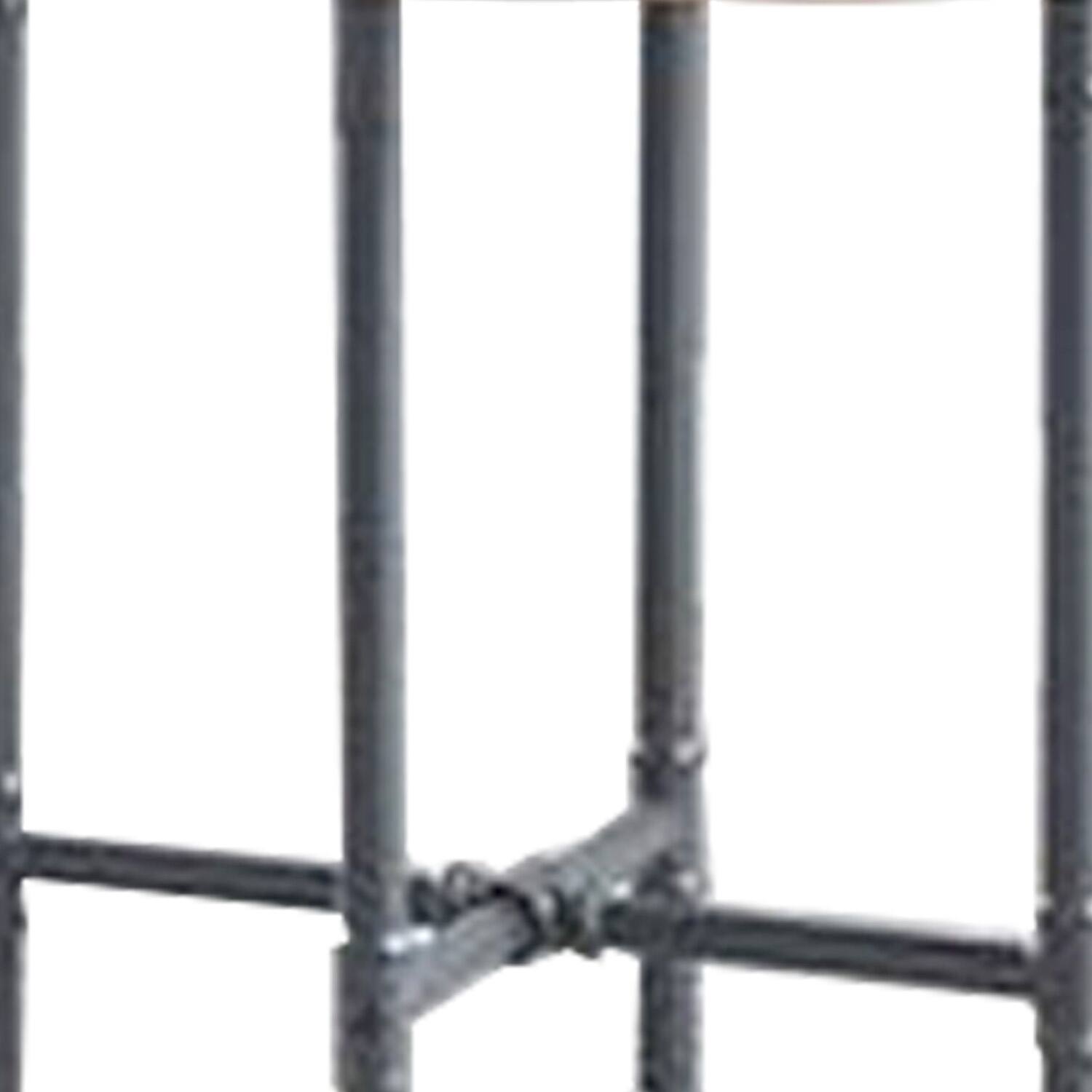 Alt View 1. Manhattan Lane - End Table with Round Glass Top and Metal Pipe Style Legs - Gray.