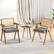 Back. Costway - Set of 4 Rattan Accent Chairs Leathaire Dining Chairs Modern Living Room Chairs - Gray + Natural.