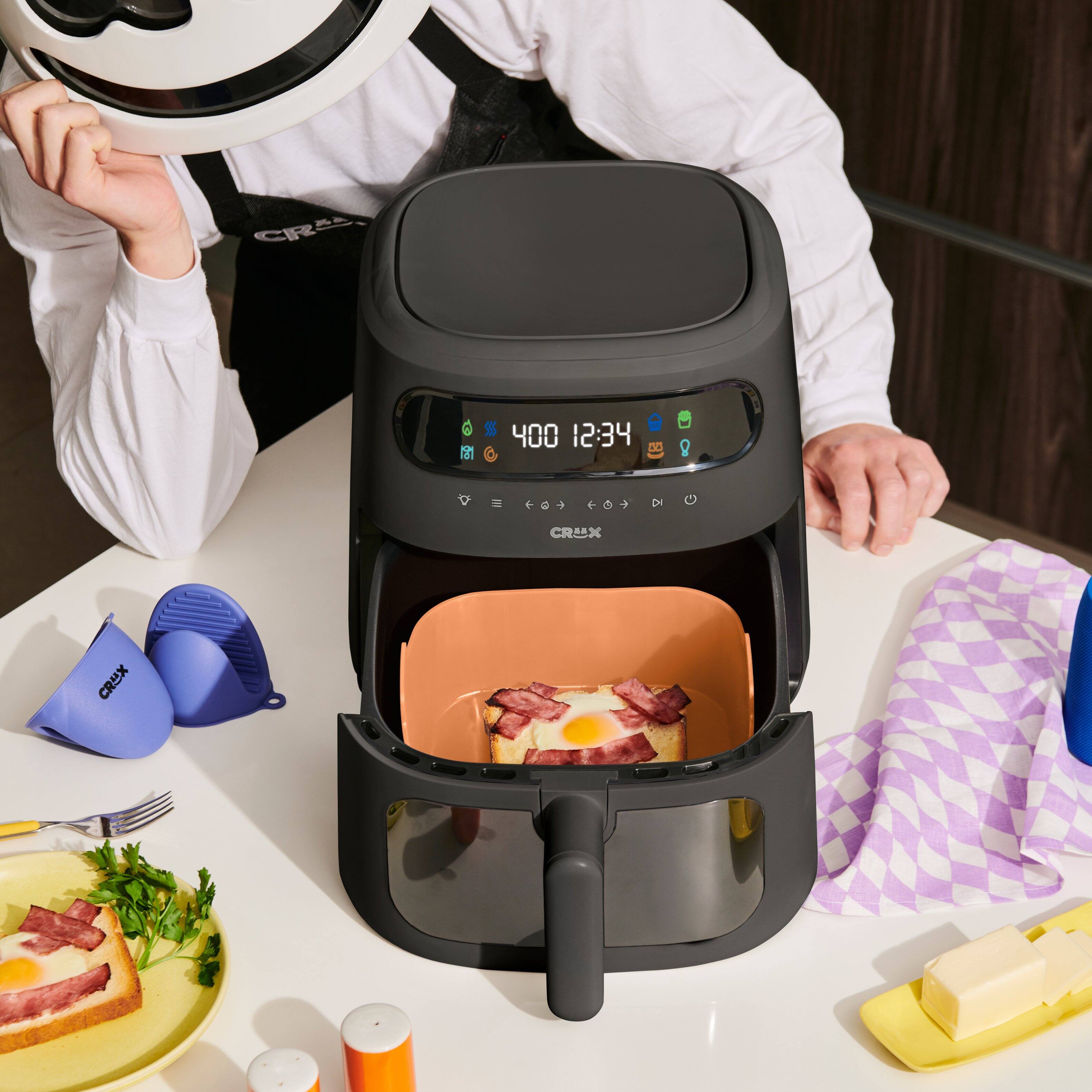 Alt View 14. CRUX - 8-qt. Digital Air Fryer Kit with TurboCrisp - Black.