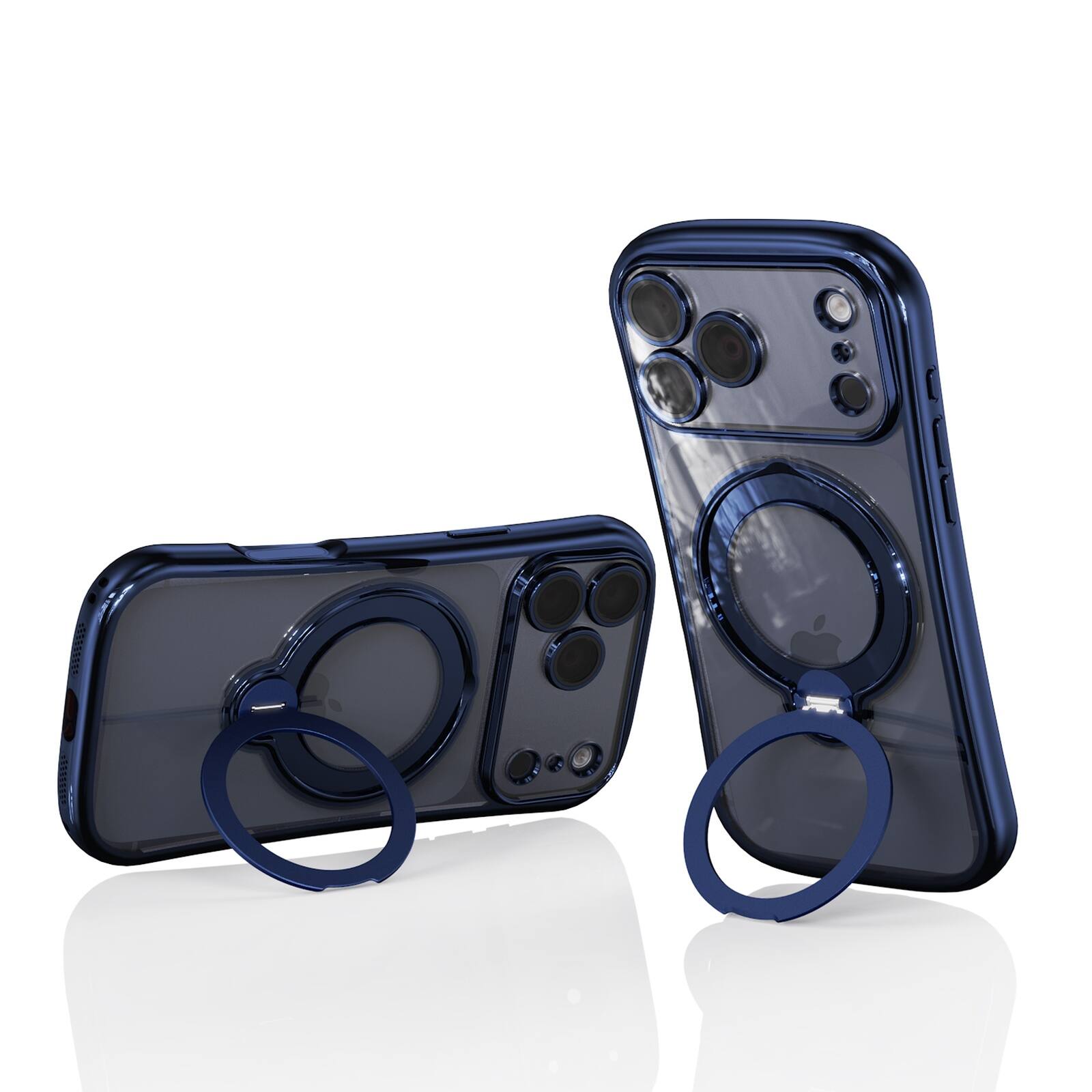 Alt View 3. Dteck - Magnetic Case for Apple iPhone 17 Pro Max with 360 Ring Stand and Strap, Shockproof TPU Cover Built-in Lens Protector - Blue.