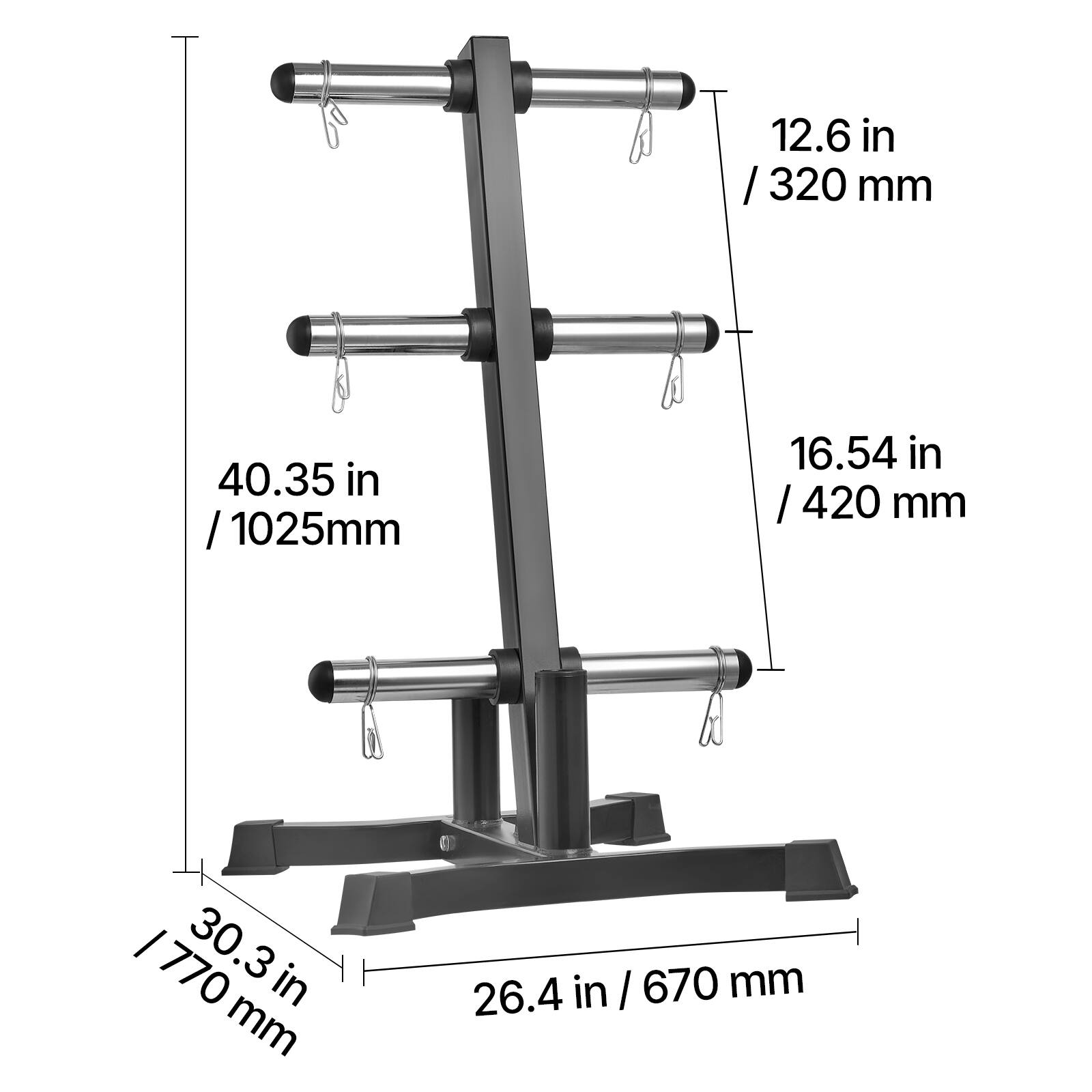12.6 in / 320 mm  
40.35 in / 1025 mm  
16.54 in / 420 mm  
30.3 in / 770 mm  
26.4 in / 670 mm