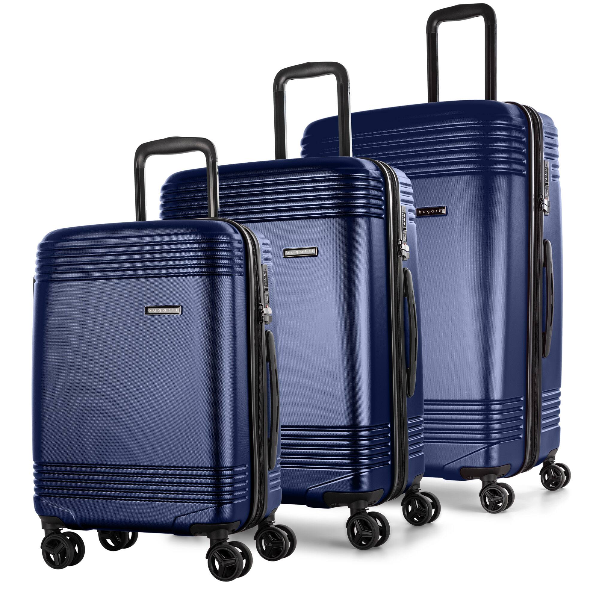 Front. Bugatti - Nashville Hardside Expandable Spinner Suitcase Set (3-Piece) - Navy.