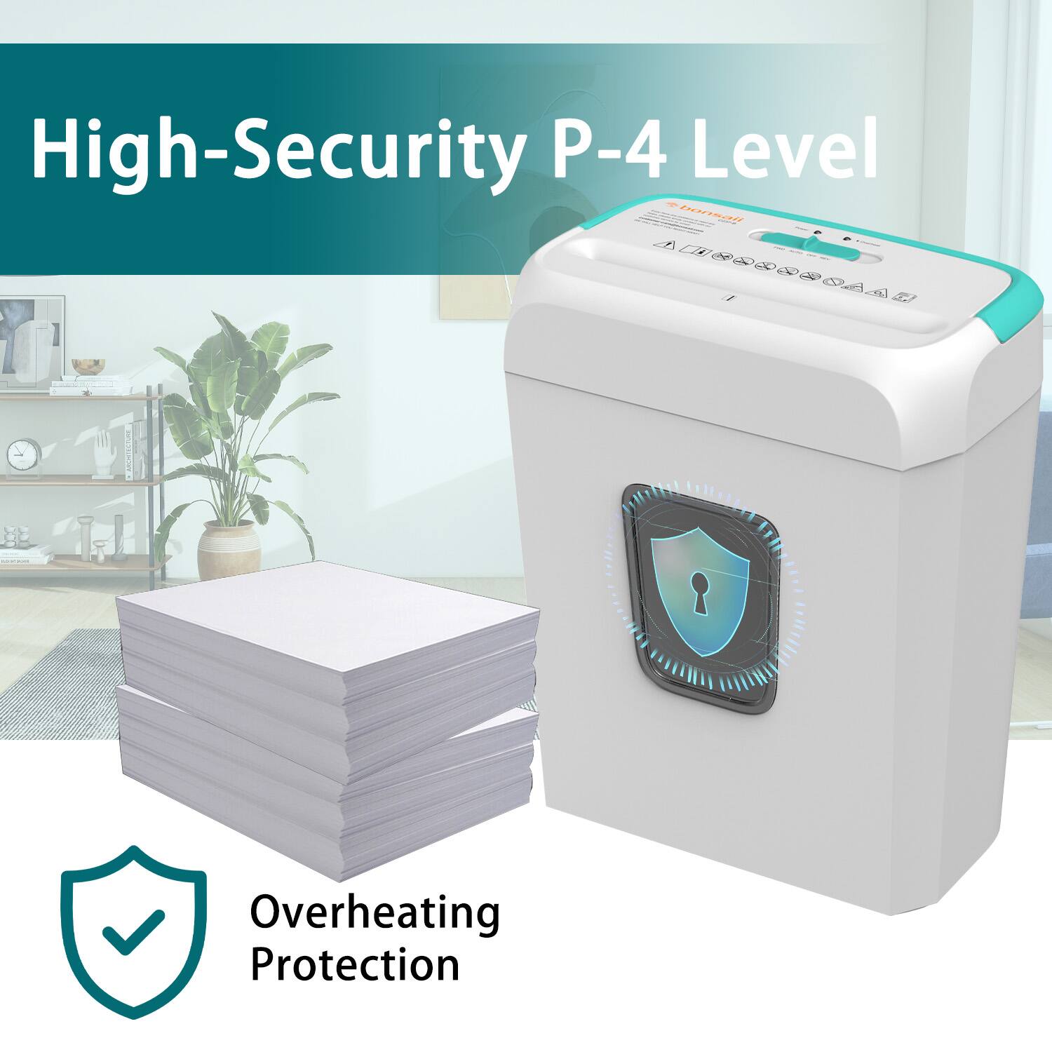 Bonsaii Secure Shredder 6 Sheet, Cross Cut shredding for documents