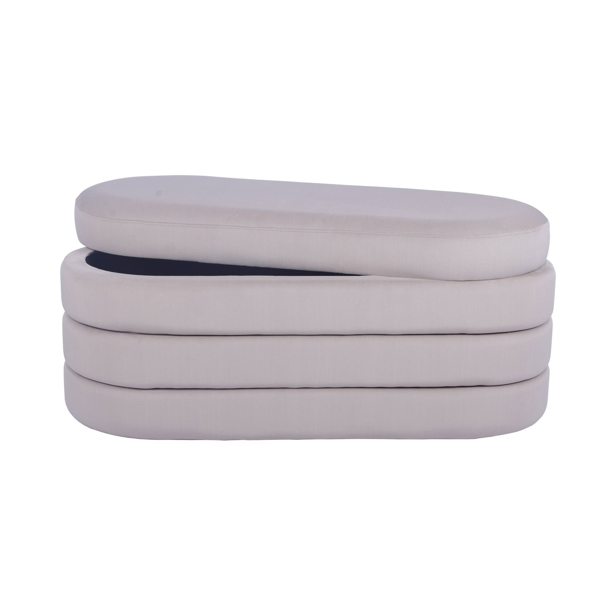 Alt View 5. GOODSILO - Luxury Velvet Storage Ottoman Bench for Elegant Home Decor and Practical Seating - Taupe.