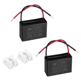 Unique Bargains - 2pcs 5uF CBB61 Ceiling Fan Capacitor, AC 450V 2 Wires with Terminal Blocks for Pump Motor Generator Blower - Black