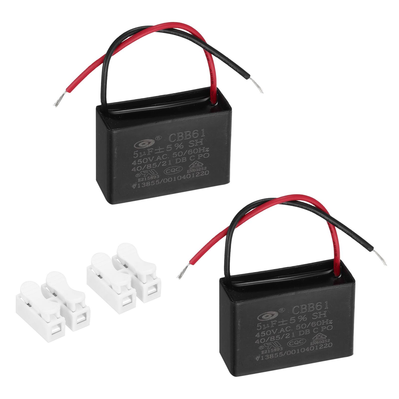 CBB61 SH  
5µF ±5%  
450V.AC 50/60Hz  
40/85/21  
CPO  
DB  
CQC  
EN60252  
13855/0010401220  
215893  

CBB61 SH  
5µF ±5%  
450V.AC 50/60Hz  
40/85/21  
CPO  
DB  
CQC  
EN60252  
13855/0010401220  
215893