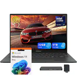 ASUS - Zenbook 14 14" FHD+ Touchscreen,Intel Ultra 9 285H,32GB RAM,4TB SSD+1TB Dock Set,Backlit Keyboard,Win 11 Pro - Gray