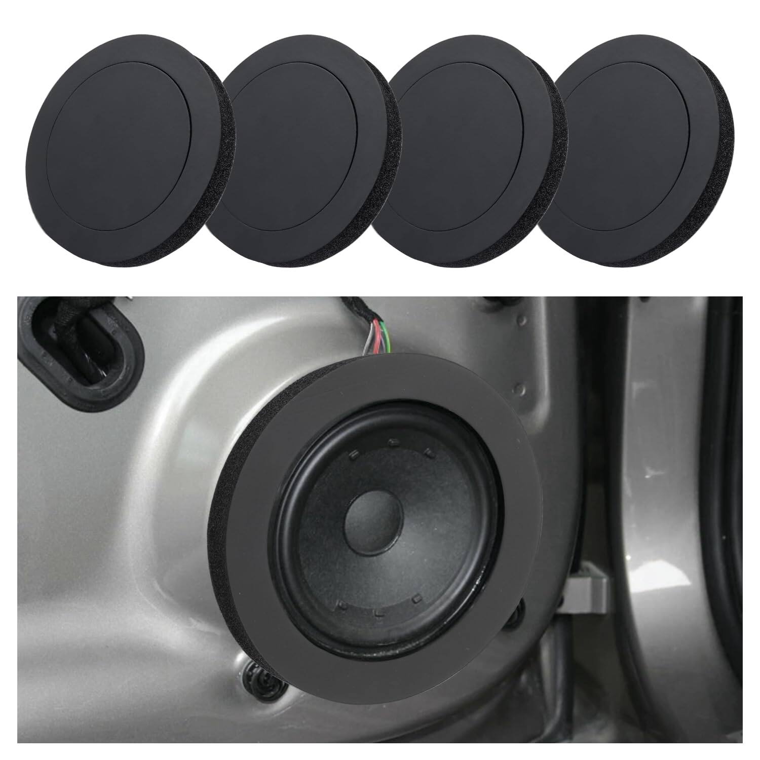Cozy Serene - 2pcs Foam Enhancer Rings Enhancing Stereo Sound Car Speakers Universal Self-adhesive Gasket Accessories Cars Suvs - 4PCS
