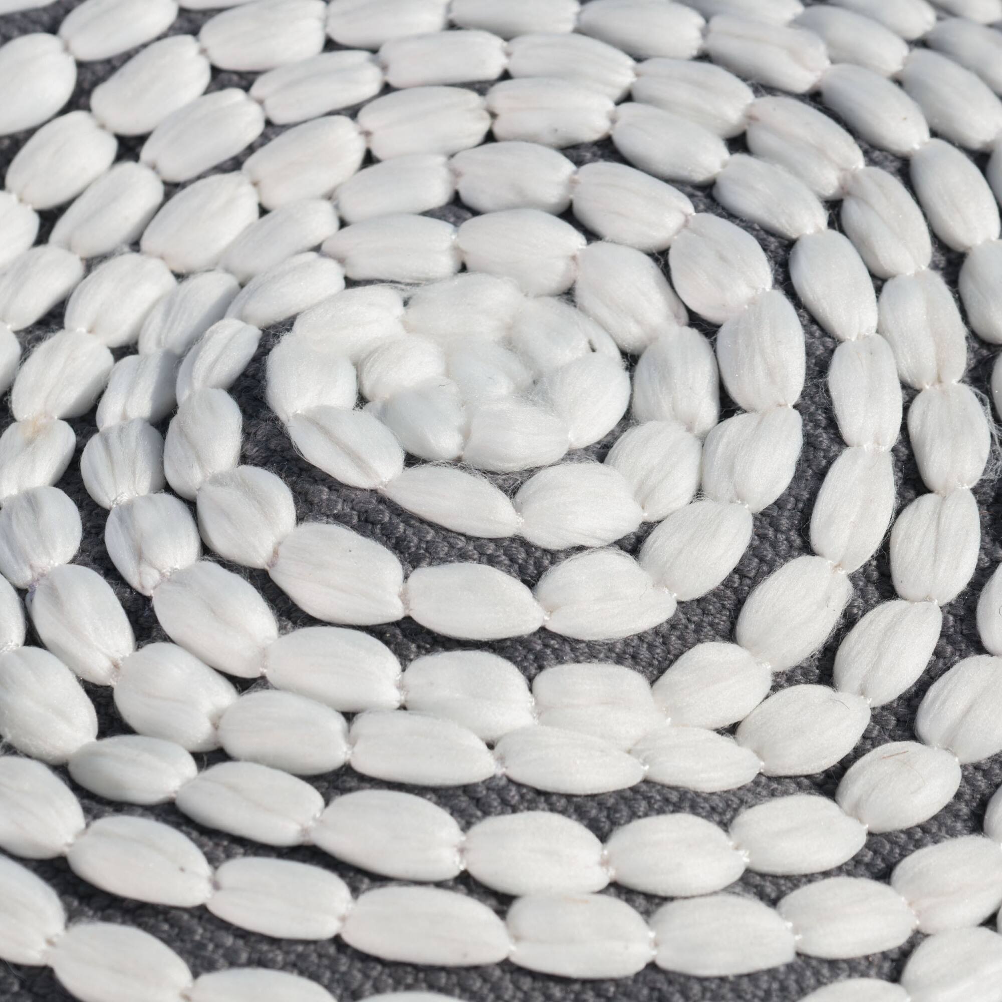 Back. GOODSILO - Water Resistant Handcrafted Cylindrical Pouf Ottoman for Indoor Use - White.