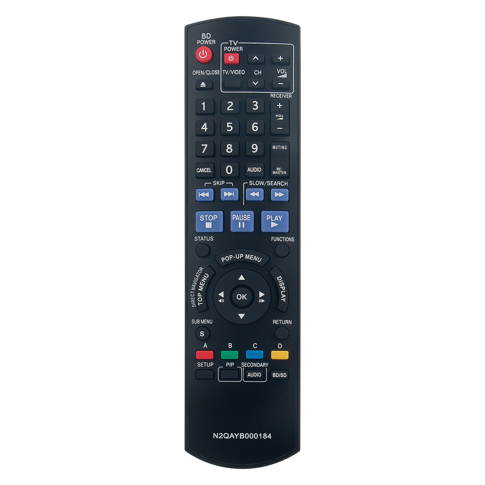 ZdalaMit - Replacement Remote N2QAYB000184 fit for Panasonic Blu-ray Disc Player DMP-BD30 DMP-BD50 DMP-BD55 DMP-BD35 DMP-BD50K - Black
