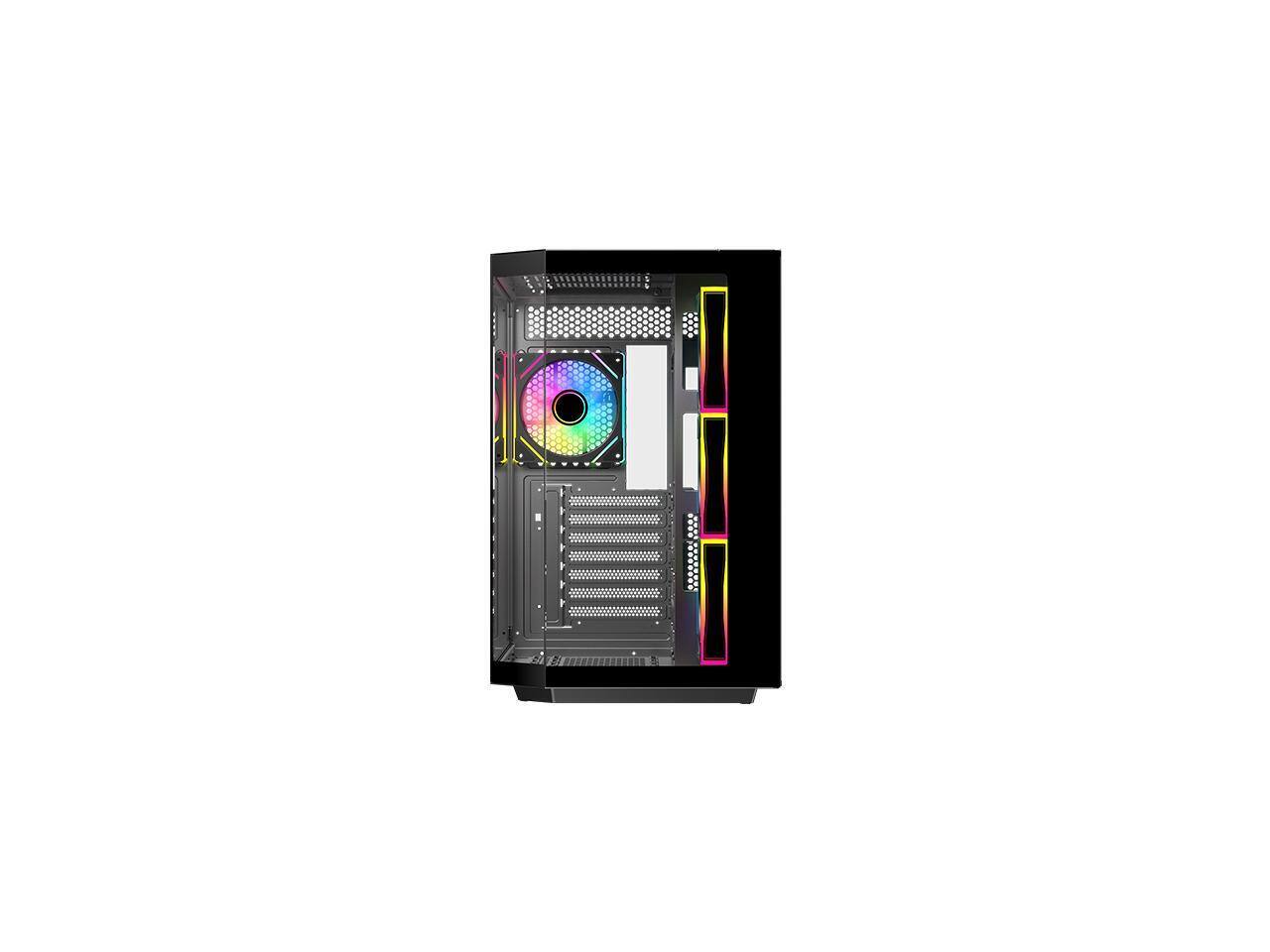 Alt View 9. DIYPC - argb-n3-bk black usb3.0/ type c tempered glass atx gaming computer case w/ - Black.