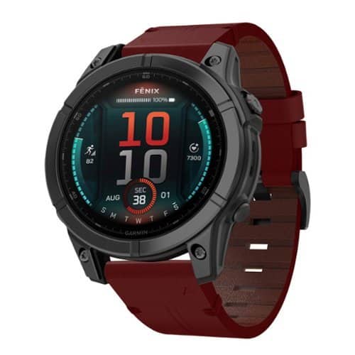 StrapsCo - Vintage Italian Leather Strap QuickFit 22 Watch Band For Garmin Fenix E - Wine