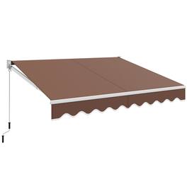 Costway - 10' x 8.2' Retractable Awning Sunshade Shelter Manual Crank Handle - Coffee