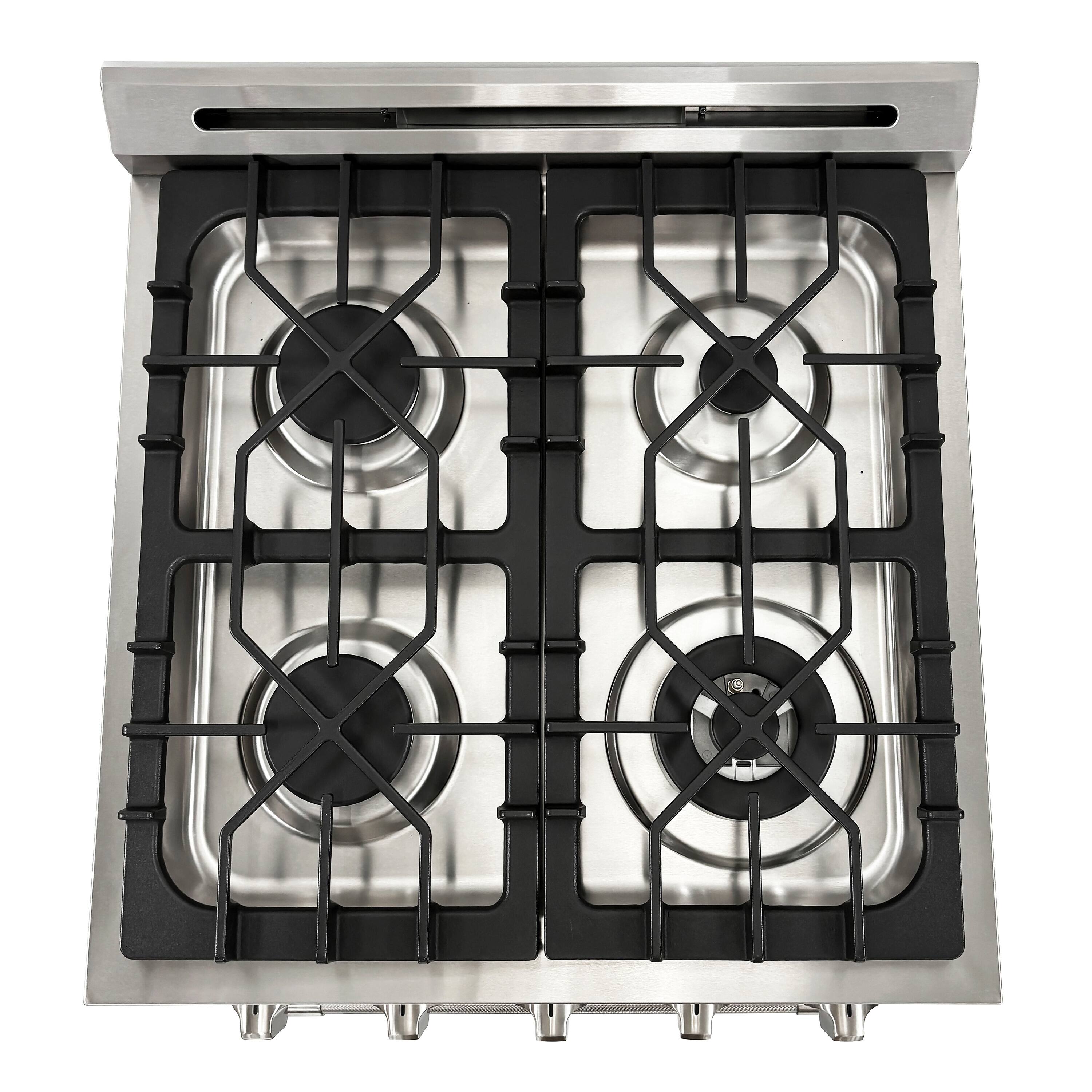 Left. Unique Appliances - Off-Grid 24 in. Wide 4 Burner 3.75 Cu. Ft. Freestanding LP Gas Range with Waist-High Broiler and Manual Clean in White - White.