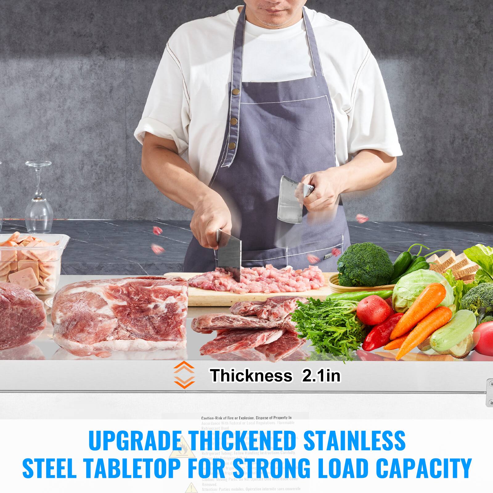Thickness 2.1in

UPGRADE THICKENED STAINLESS STEEL TABLETOP FOR STRONG LOAD CAPACITY