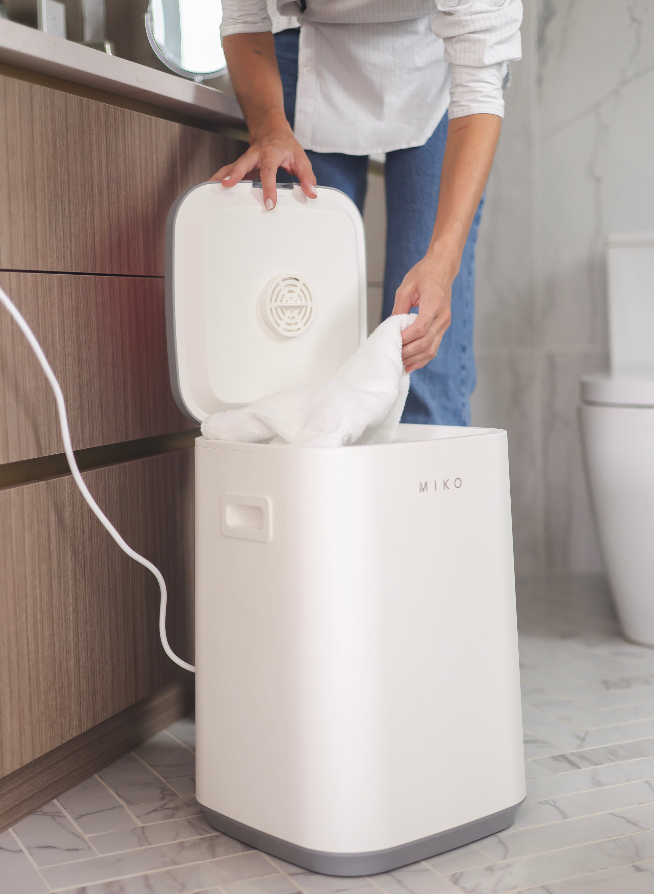 Alt View 4. Miko - MIKO Nest Towel Warmer 23L Capacity with Aromatherapy, Adjustable Timer, Delay Start & 266°F Fast Heating - White.