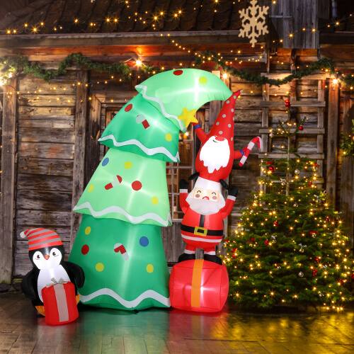 Alt View 10. Winado - 6 FT Inflatable Christmas Tree Santa with LED Lights for Holiday Outdoor Yard Decoration - Green & Red.