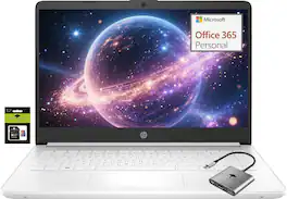 HP - 14" Student Laptop Intel Celeron N4500(Up to 2.8GHz), 16GB RAM 192GB Storage(64GB eMMC +128GB SD Card) - Silver