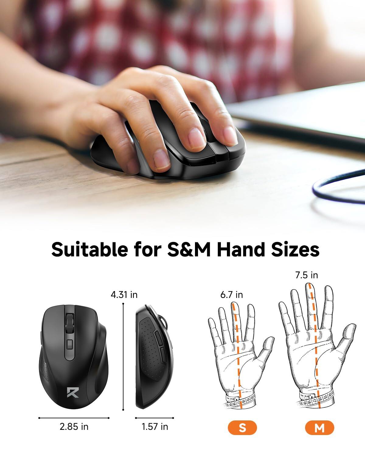 Suitable for S&M Hand Sizes

- 7.5 in
- 6.7 in
- 4.31 in
- 2.85 in
- 1.57 in

S M
